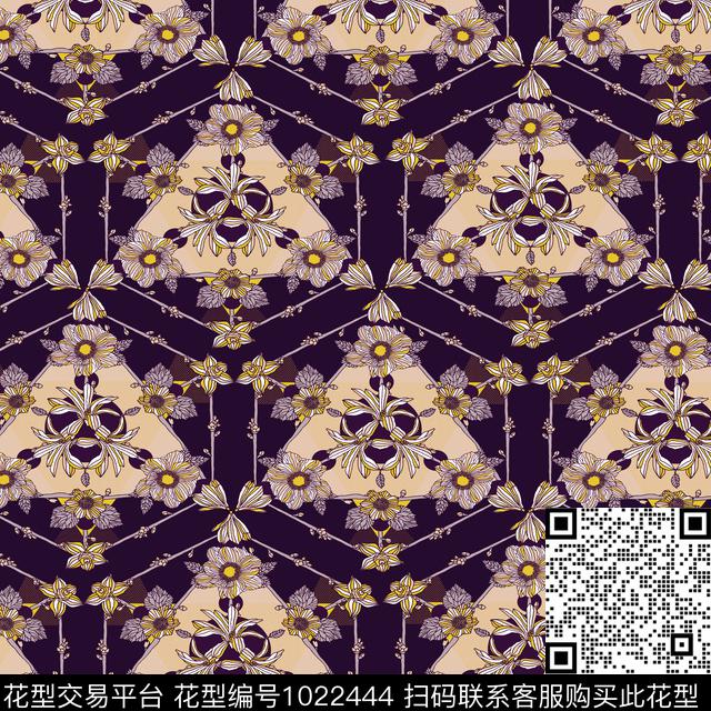 数码华亿平台黑底花卉花卉数码印花华亿平台下载（图片编号: 1022444） - 瓦栏（Walan）