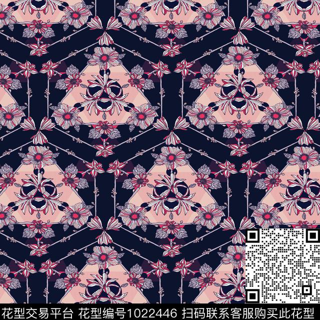 数码华亿平台黑底花卉花卉数码印花华亿平台下载（图片编号: 1022446） - 瓦栏（Walan）