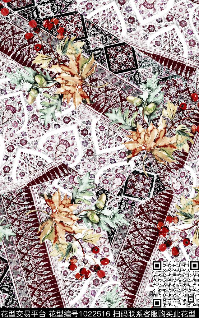 数码华亿平台民族风花卉数码印花华亿平台下载（图片编号: 1022516） - 瓦栏（Walan）
