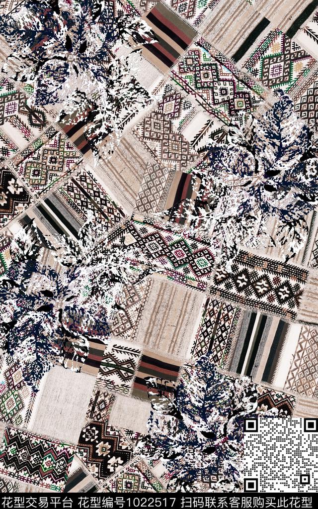 数码华亿平台民族风花卉数码印花华亿平台下载（图片编号: 1022517） - 瓦栏（Walan）