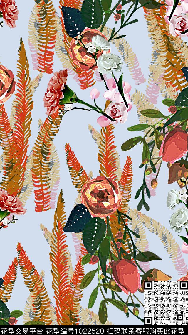 条纹数码华亿平台花卉数码印花华亿平台下载（图片编号: 1022520） - 瓦栏（Walan）