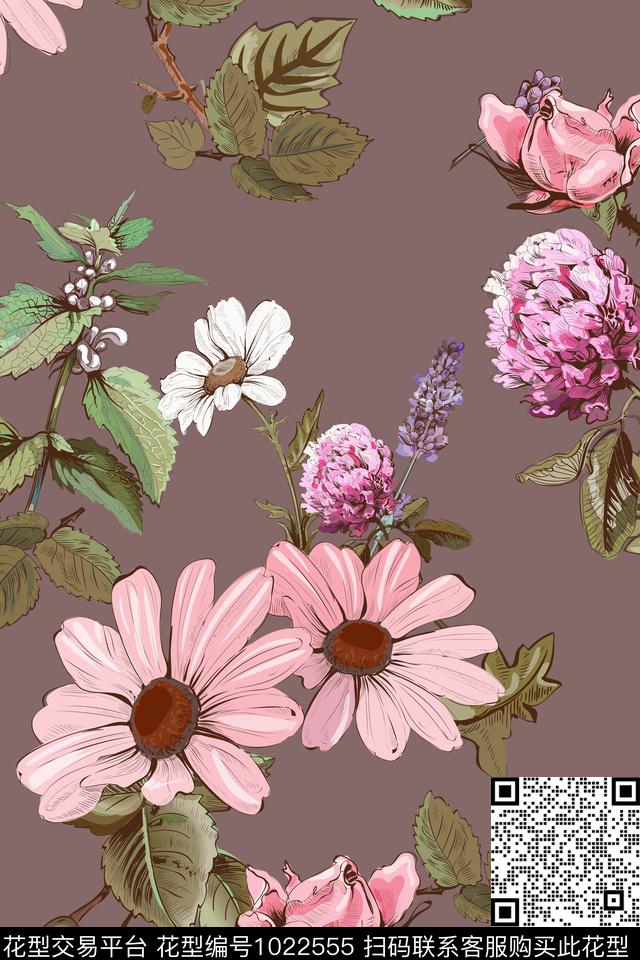大花数码华亿平台花卉数码印花华亿平台下载（图片编号: 1022555） - 瓦栏（Walan）