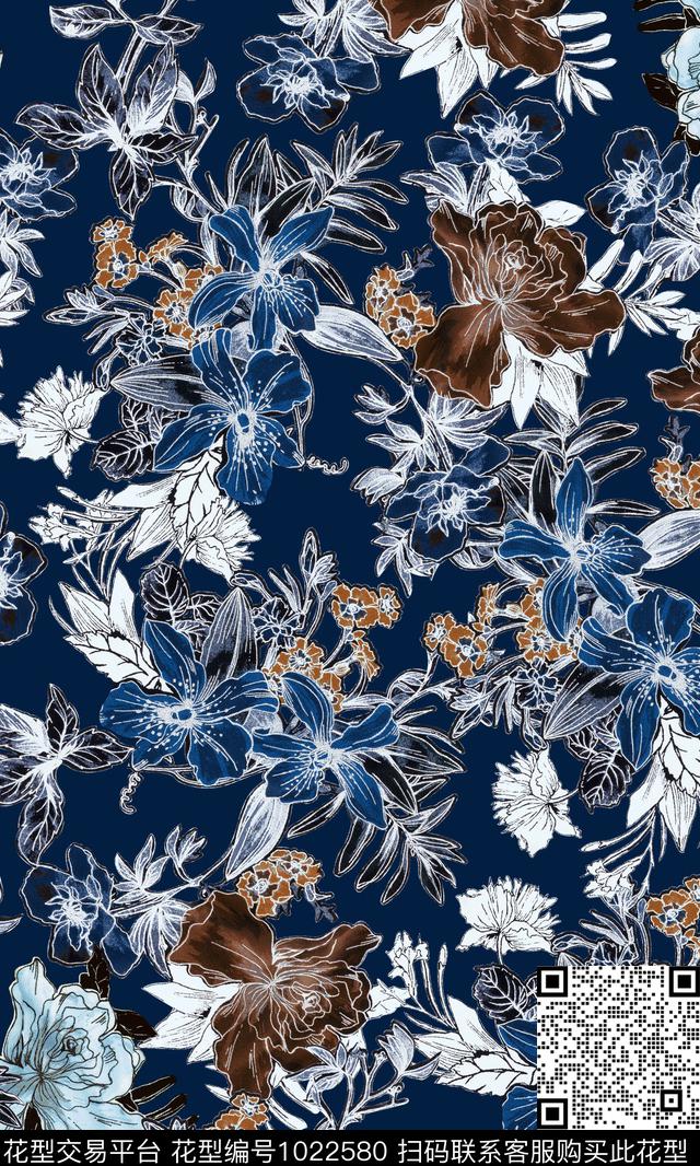 数码华亿平台抽象花卉GUCCI数码印花华亿平台下载（图片编号: 1022580） - 瓦栏（Walan）