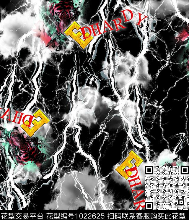 抽象潮牌大牌风数码印花华亿平台下载（图片编号: 1022625） - 瓦栏（Walan）