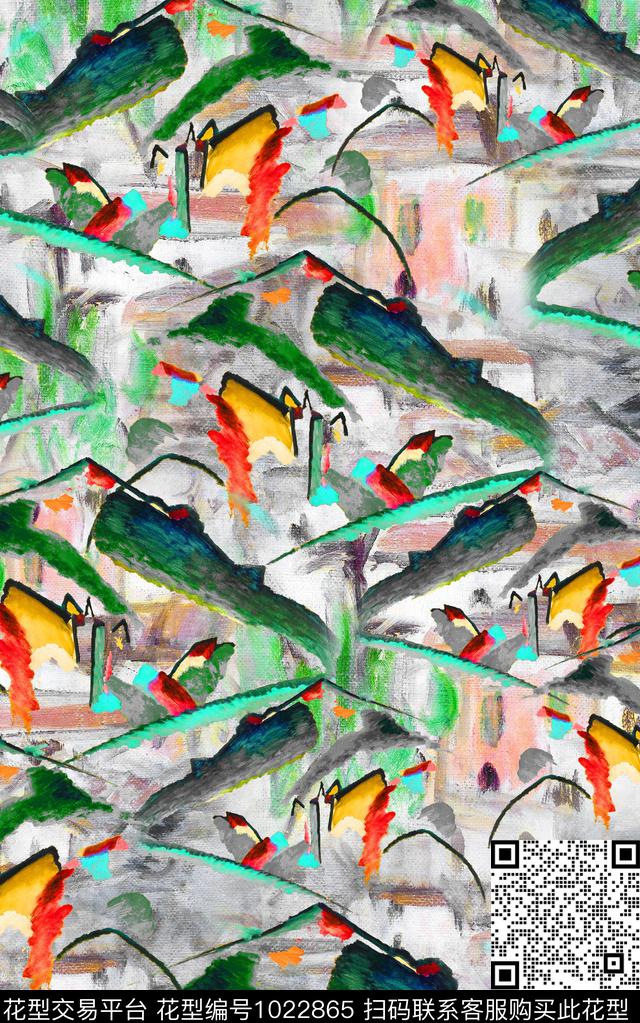 线条肌理油画笔触数码印花华亿平台下载（图片编号: 1022865） - 瓦栏（Walan）