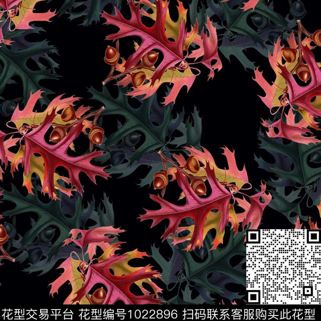 黑底花卉民族风大牌风数码印花华亿平台下载（图片编号: 1022896） - 瓦栏（Walan）