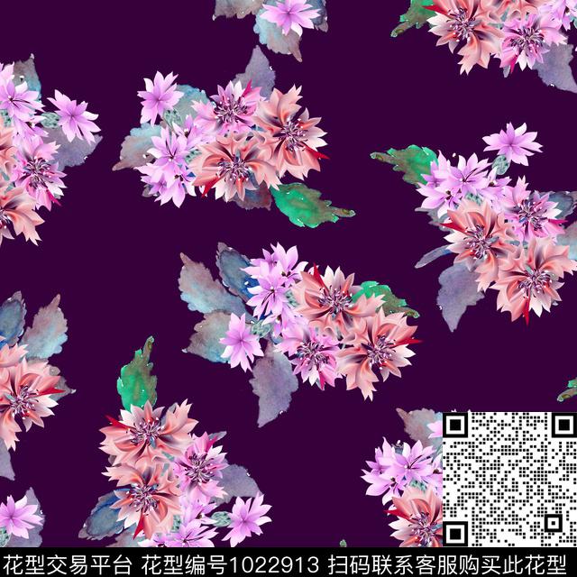 黑底花卉民族风大牌风数码印花华亿平台下载（图片编号: 1022913） - 瓦栏（Walan）