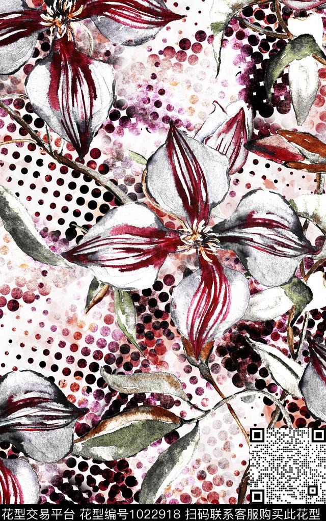 数码华亿平台抽象花卉数码印花华亿平台下载（图片编号: 1022918） - 瓦栏（Walan）