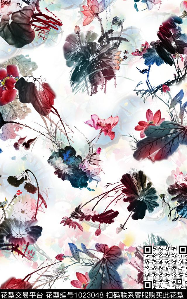 水墨风中国风3D立体数码印花华亿平台下载（图片编号: 1023048） - 瓦栏（Walan）