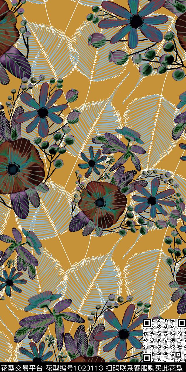 数码华亿平台花卉女装数码印花华亿平台下载（图片编号: 1023113） - 瓦栏（Walan）