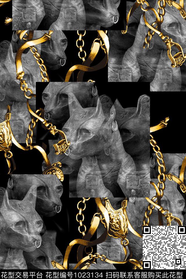 抽象潮牌动物数码印花华亿平台下载（图片编号: 1023134） - 瓦栏（Walan）