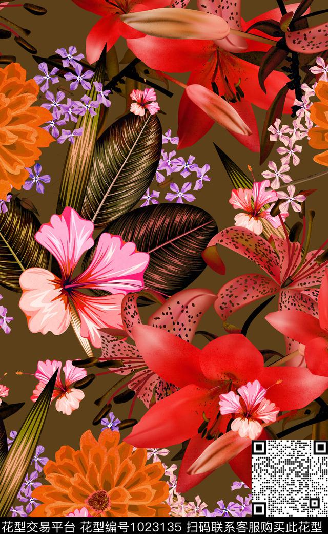 数码华亿平台花卉女装数码印花华亿平台下载（图片编号: 1023135） - 瓦栏（Walan）