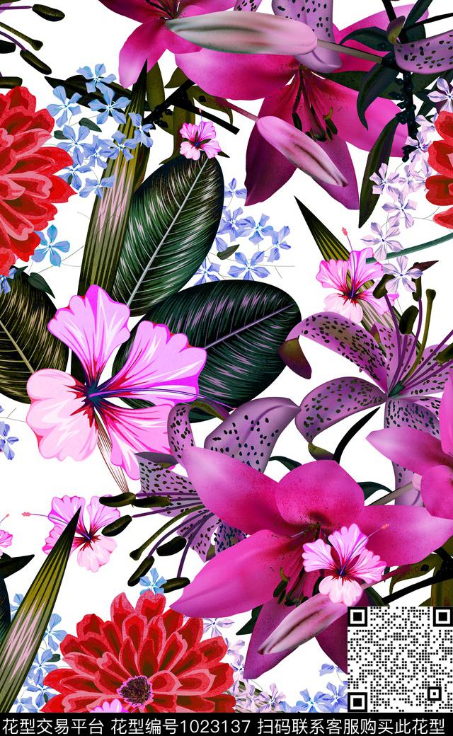 数码华亿平台花卉女装数码印花华亿平台下载（图片编号: 1023137） - 瓦栏（Walan）