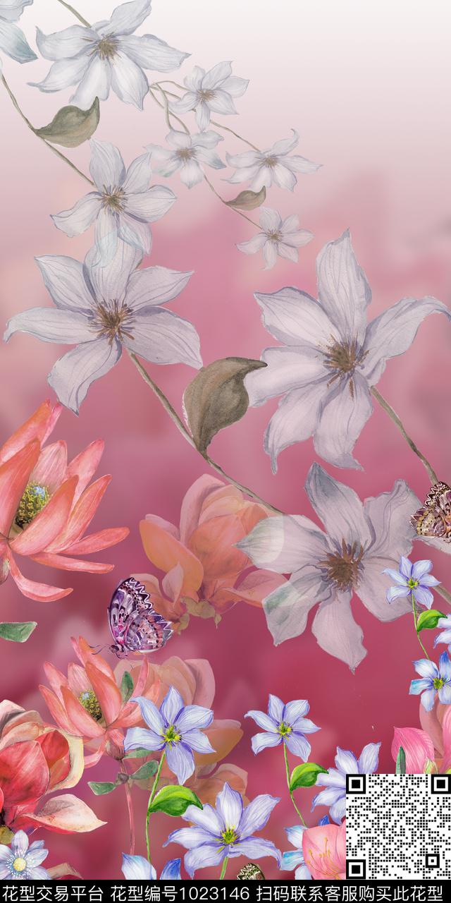 淑女定位花旗袍数码印花华亿平台下载（图片编号: 1023146） - 瓦栏（Walan）