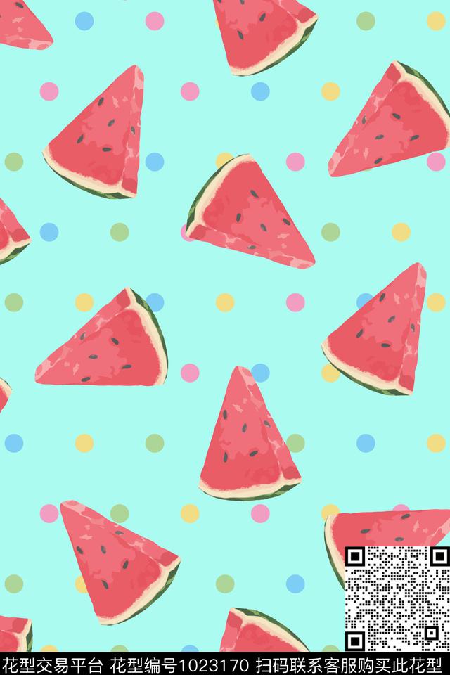 波点卡通水果数码印花华亿平台下载（图片编号: 1023170） - 瓦栏（Walan）