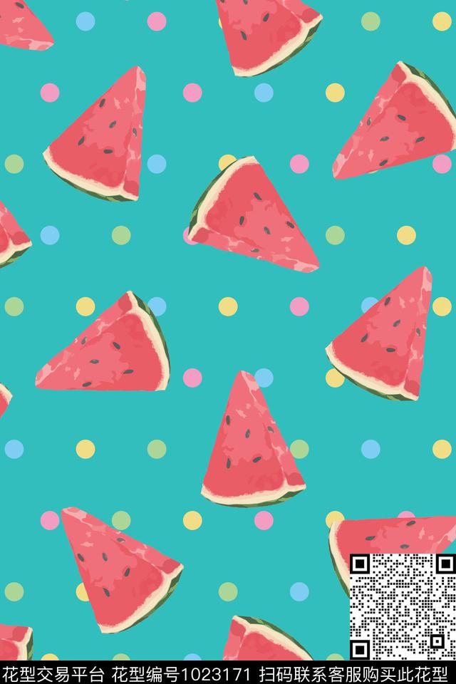 波点卡通水果数码印花华亿平台下载（图片编号: 1023171） - 瓦栏（Walan）