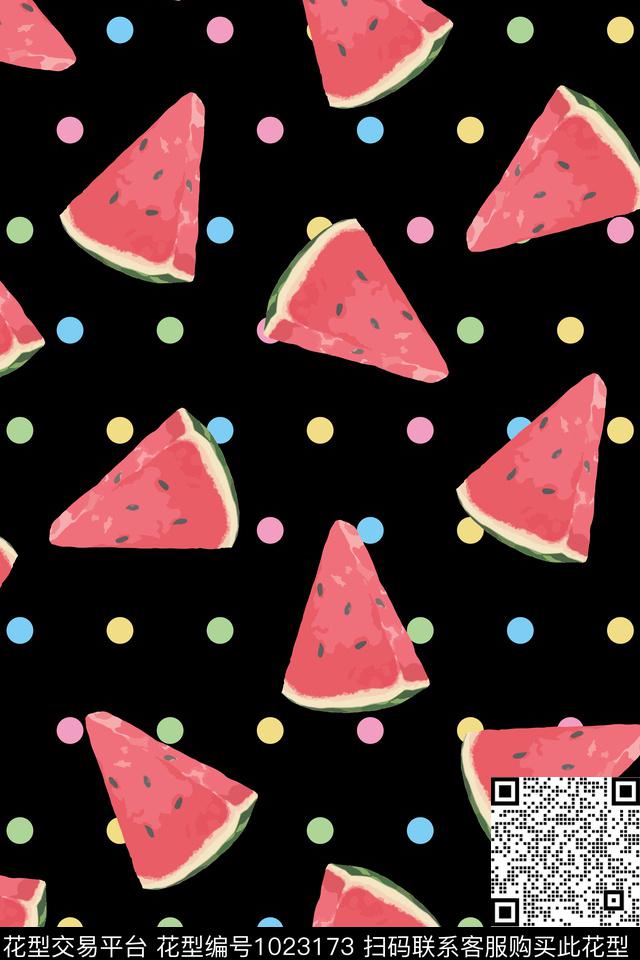 波点卡通水果数码印花华亿平台下载（图片编号: 1023173） - 瓦栏（Walan）