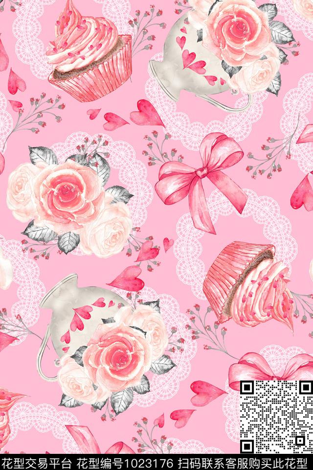 花卉蝴蝶结网布蕾丝数码印花华亿平台下载（图片编号: 1023176） - 瓦栏（Walan）