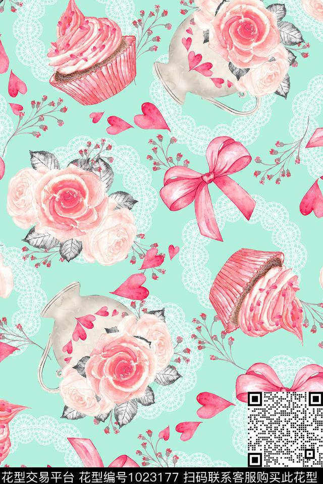 花卉蝴蝶结网布蕾丝数码印花华亿平台下载（图片编号: 1023177） - 瓦栏（Walan）