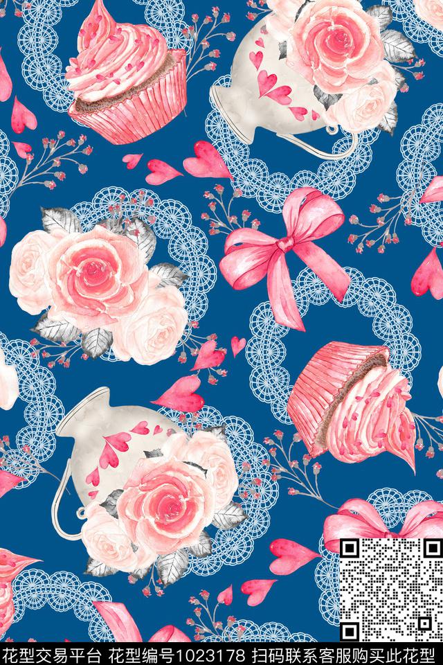 花卉蝴蝶结网布蕾丝数码印花华亿平台下载（图片编号: 1023178） - 瓦栏（Walan）