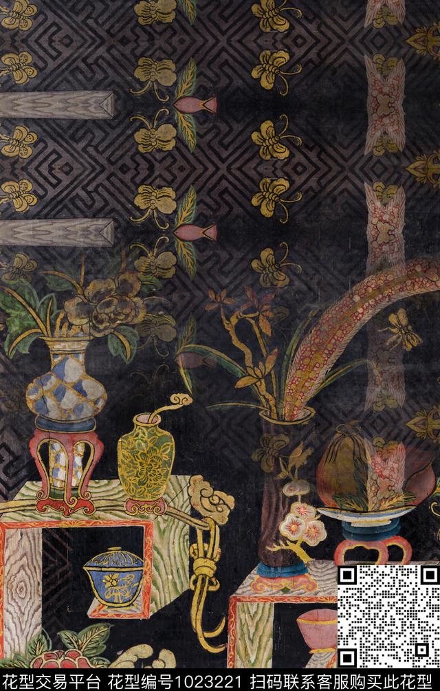 数码华亿平台民族风香云纱数码印花华亿平台下载（图片编号: 1023221） - 瓦栏（Walan）