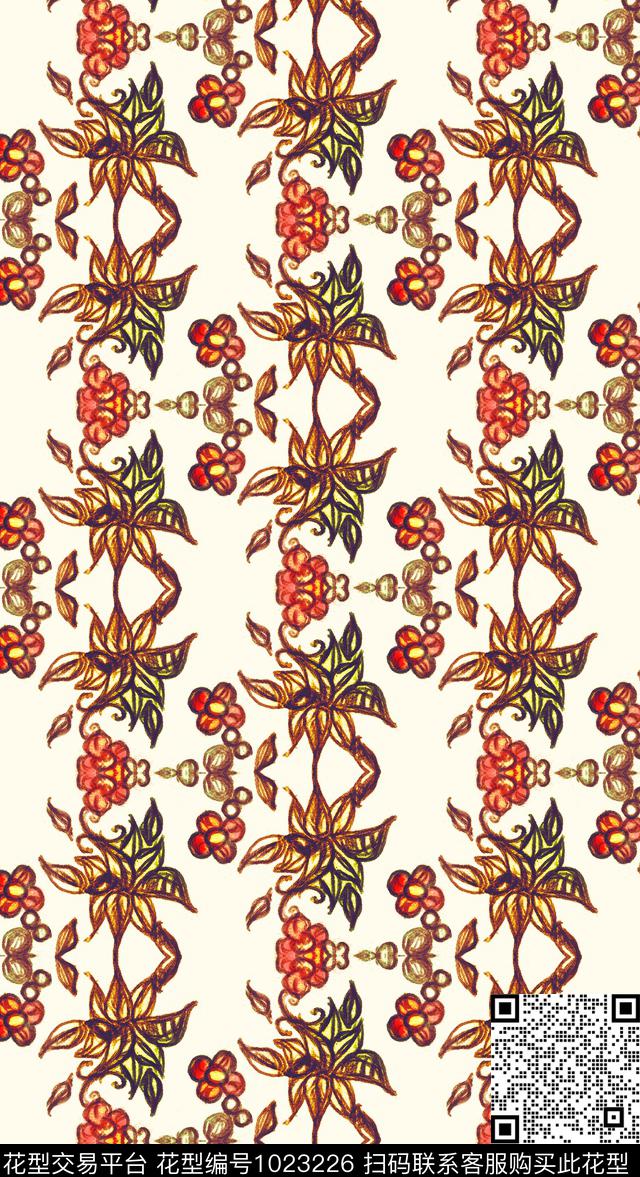 数码华亿平台花卉手绘花卉数码印花华亿平台下载（图片编号: 1023226） - 瓦栏（Walan）