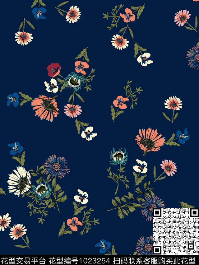 小碎花花卉满版散花数码印花华亿平台下载（图片编号: 1023254） - 瓦栏（Walan）