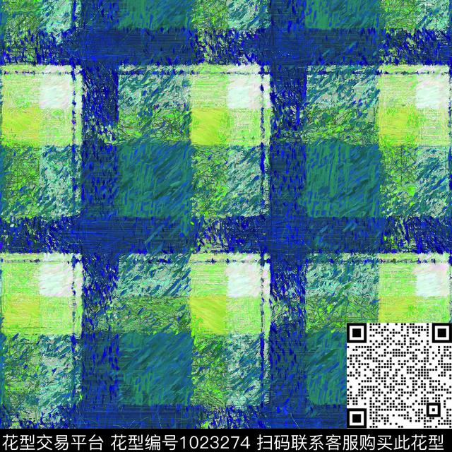 格子黄绿笔触格子条纹数码印花华亿平台下载（图片编号: 1023274） - 瓦栏（Walan）