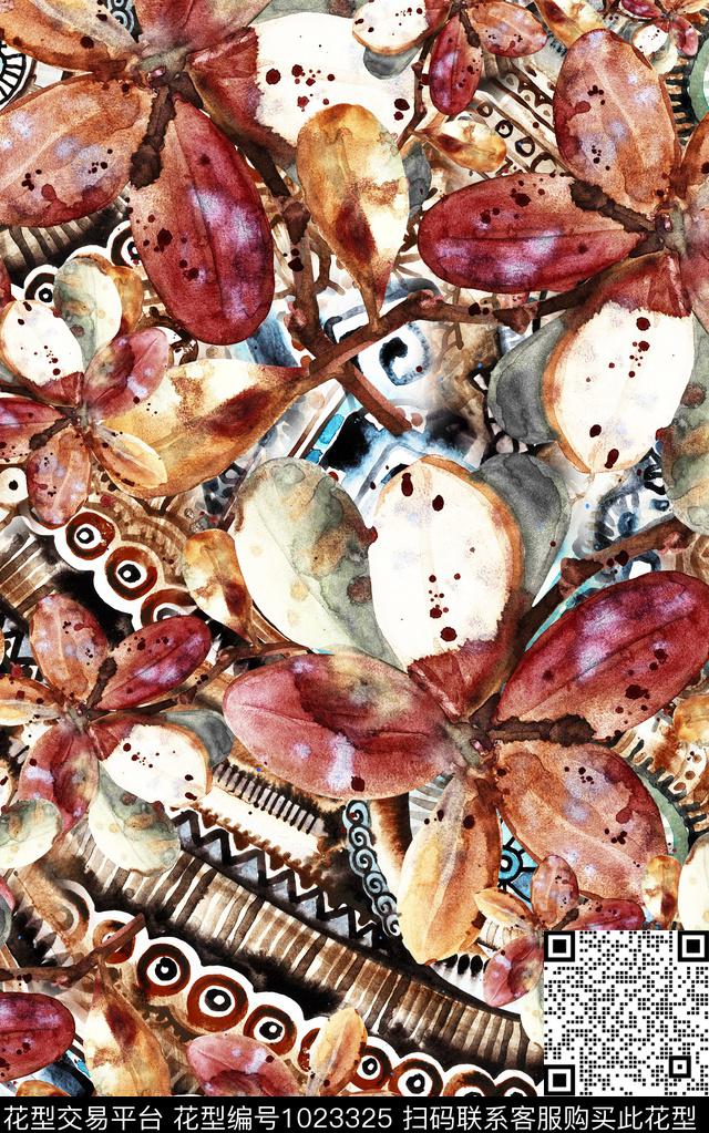 数码华亿平台抽象花卉数码印花华亿平台下载（图片编号: 1023325） - 瓦栏（Walan）