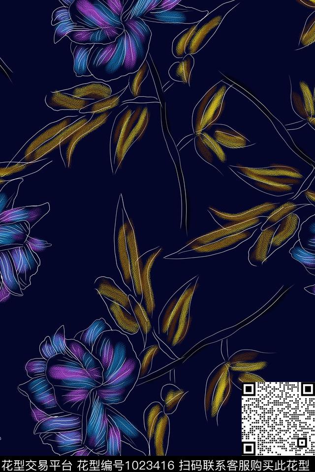 数码华亿平台花卉女装数码印花华亿平台下载（图片编号: 1023416） - 瓦栏（Walan）