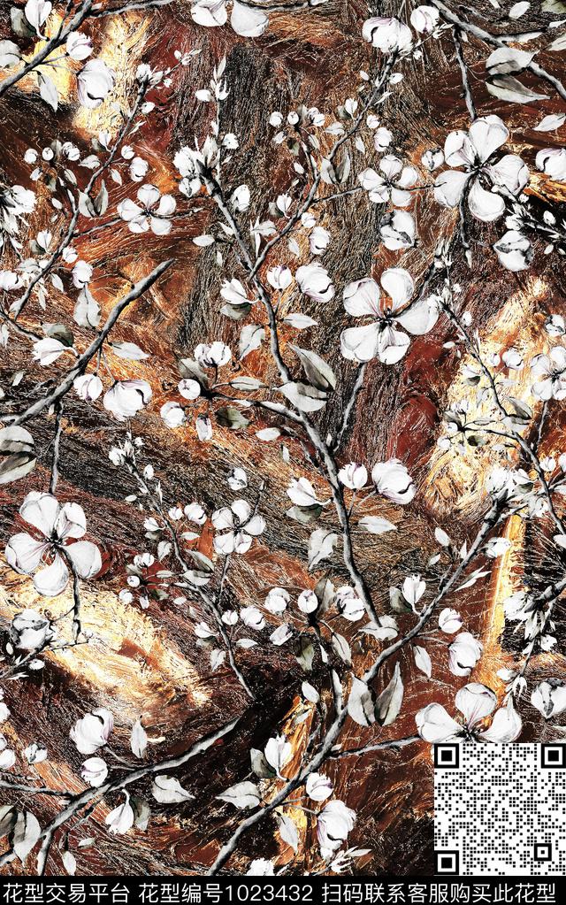数码华亿平台抽象花卉数码印花华亿平台下载（图片编号: 1023432） - 瓦栏（Walan）