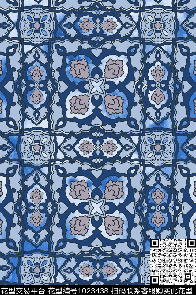中国风女装青花瓷数码印花华亿平台下载（图片编号: 1023438） - 瓦栏（Walan）