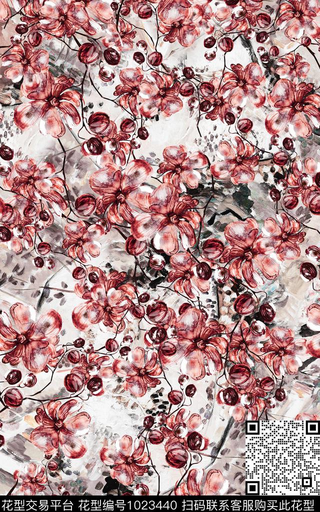数码华亿平台抽象花卉数码印花华亿平台下载（图片编号: 1023440） - 瓦栏（Walan）