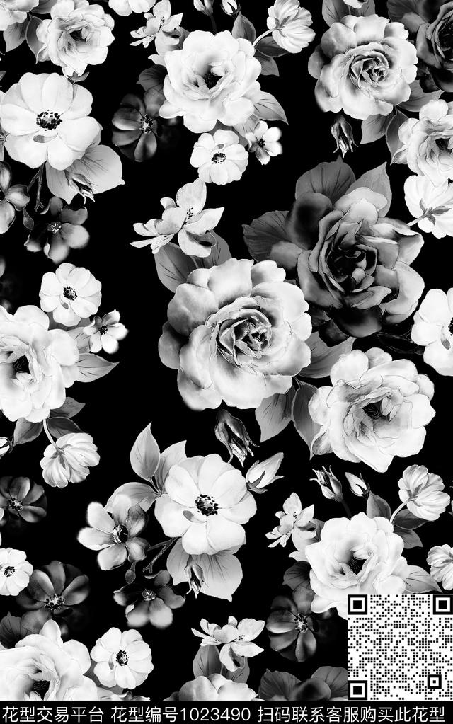 数码华亿平台花卉大牌风数码印花华亿平台下载（图片编号: 1023490） - 瓦栏（Walan）