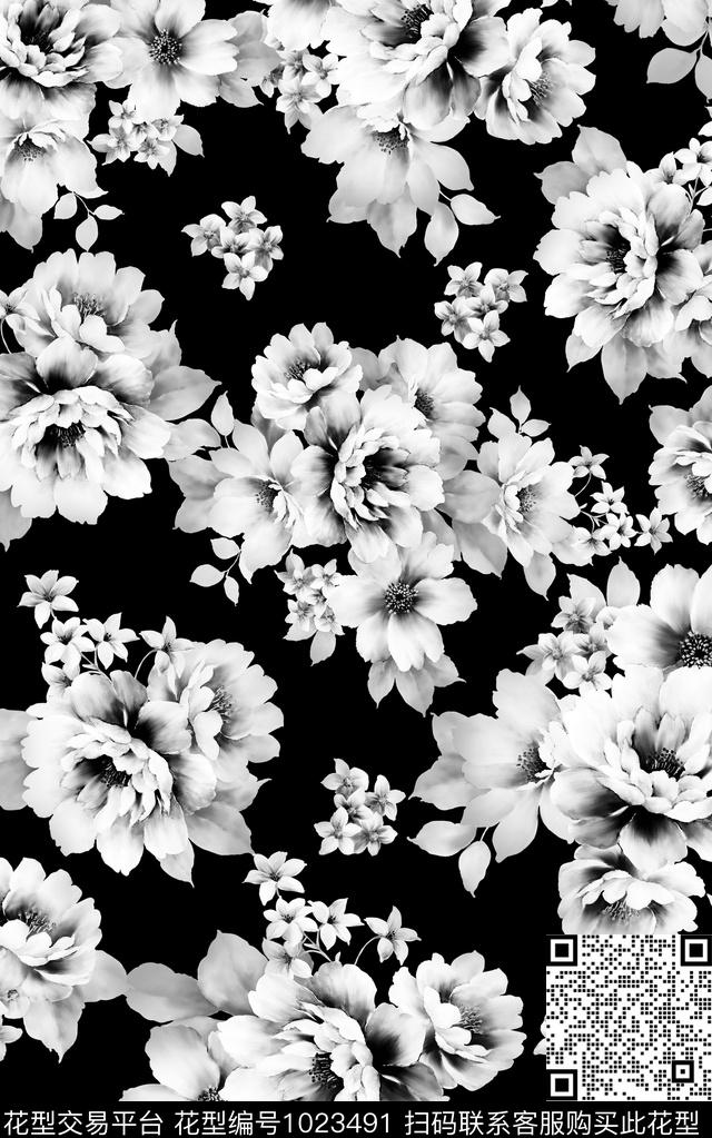 数码华亿平台花卉大牌风数码印花华亿平台下载（图片编号: 1023491） - 瓦栏（Walan）