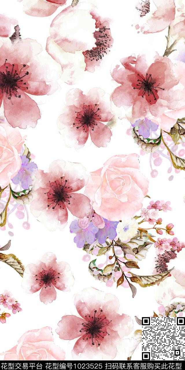 数码华亿平台花卉玫瑰花数码印花华亿平台下载（图片编号: 1023525） - 瓦栏（Walan）