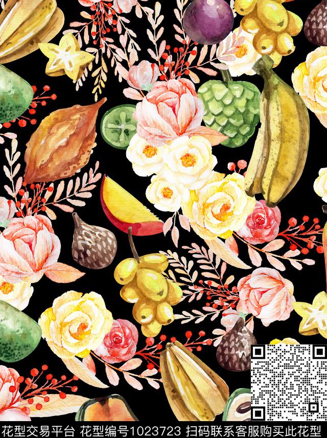 苹果香蕉趣味数码印花华亿平台下载（图片编号: 1023723） - 瓦栏（Walan）