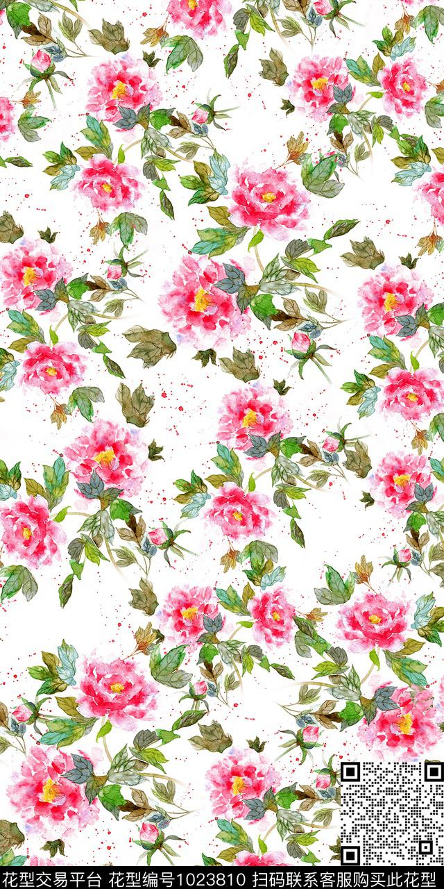 数码华亿平台女装手绘水彩数码印花华亿平台下载（图片编号: 1023810） - 瓦栏（Walan）