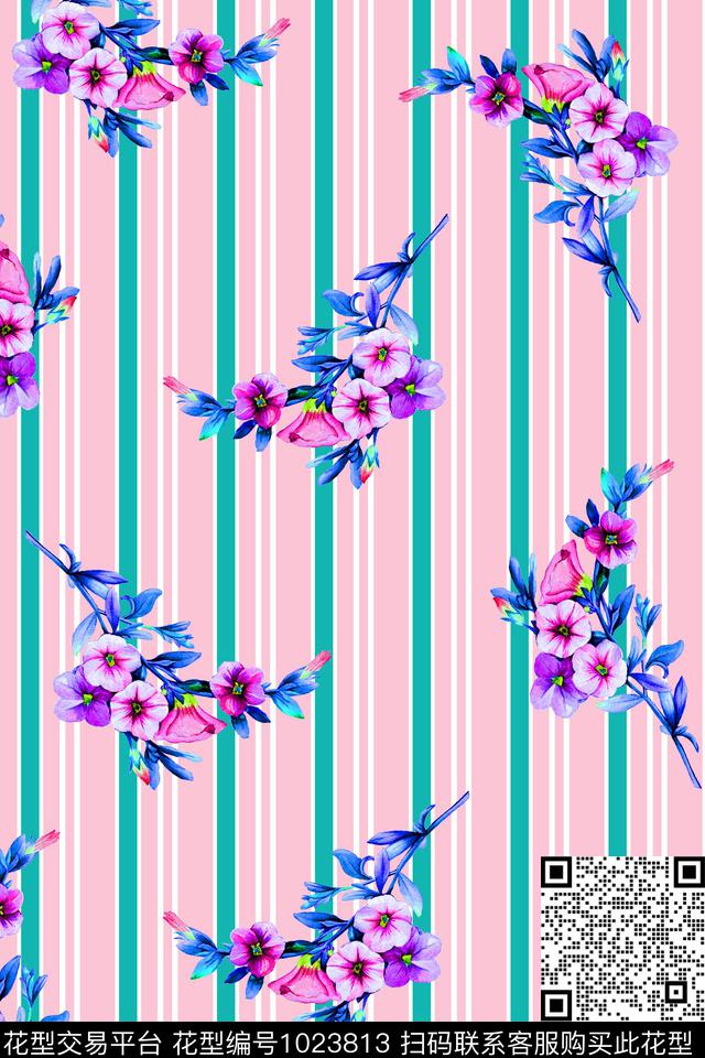 衬衫春夏华亿平台手绘花卉数码印花华亿平台下载（图片编号: 1023813） - 瓦栏（Walan）