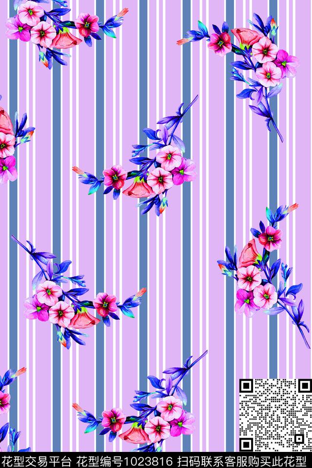 衬衫春夏华亿平台手绘花卉数码印花华亿平台下载（图片编号: 1023816） - 瓦栏（Walan）