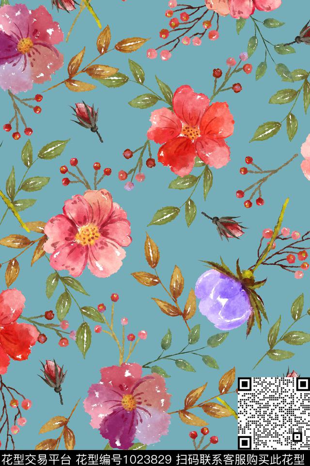 水彩花卉花卉小碎花数码印花华亿平台下载（图片编号: 1023829） - 瓦栏（Walan）