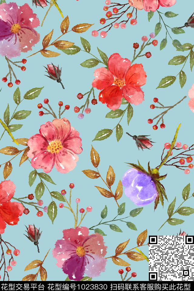 水彩花卉花卉小碎花数码印花华亿平台下载（图片编号: 1023830） - 瓦栏（Walan）