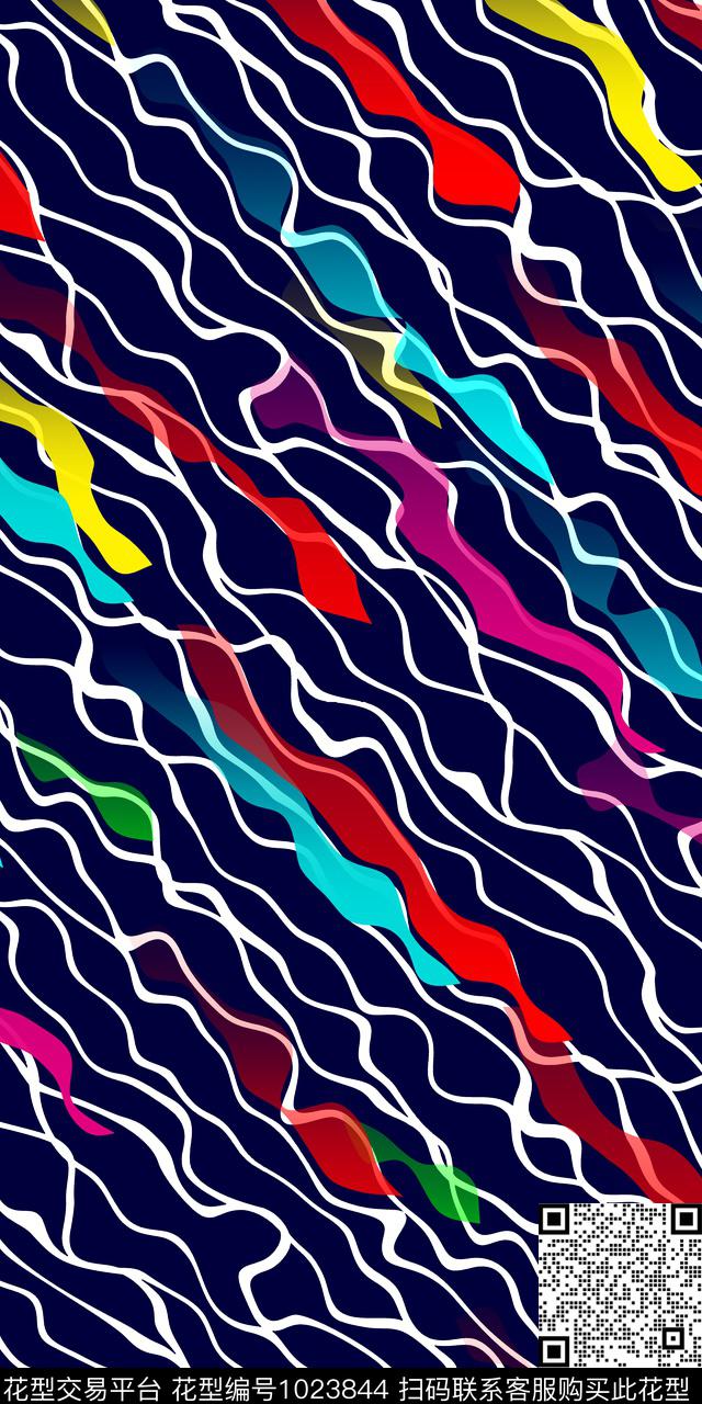 连衣裙裙子几何抽象数码印花华亿平台下载（图片编号: 1023844） - 瓦栏（Walan）