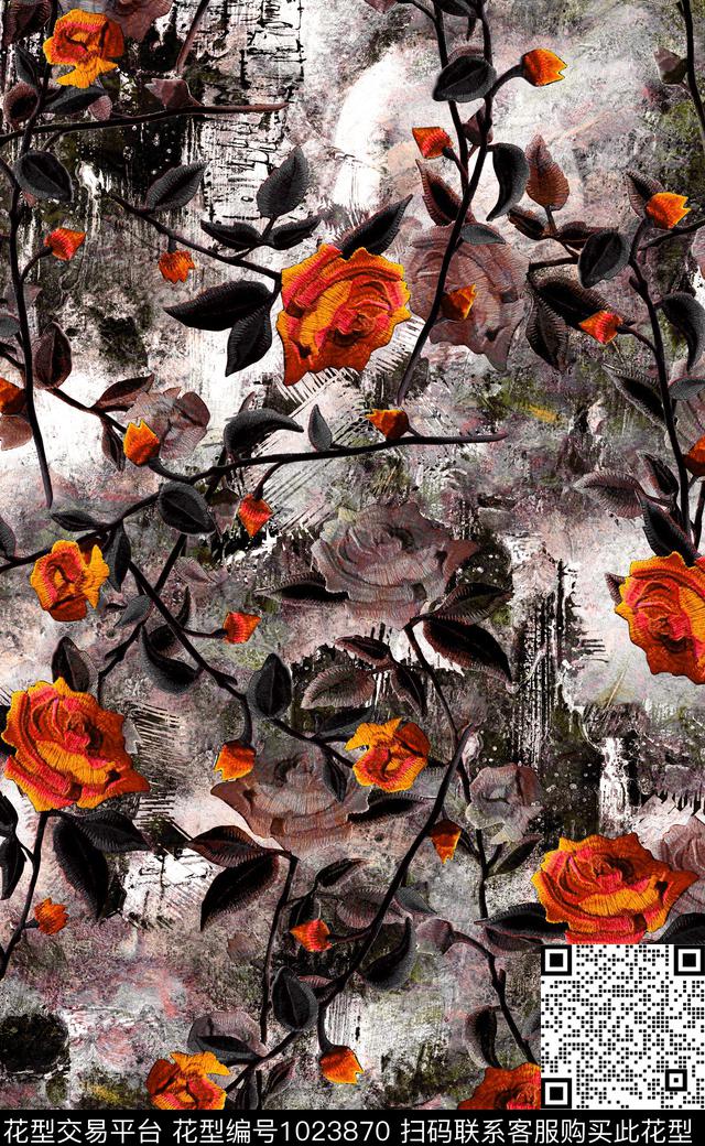 数码华亿平台花卉女装数码印花华亿平台下载（图片编号: 1023870） - 瓦栏（Walan）