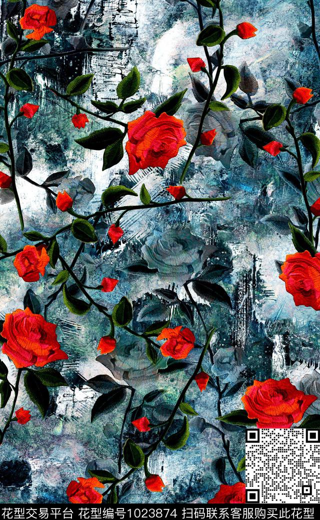 数码华亿平台花卉女装数码印花华亿平台下载（图片编号: 1023874） - 瓦栏（Walan）