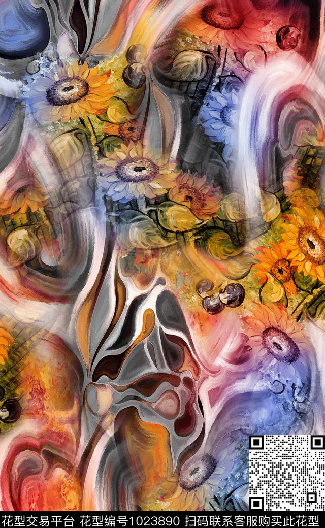 数码华亿平台花卉女装数码印花华亿平台下载（图片编号: 1023890） - 瓦栏（Walan）