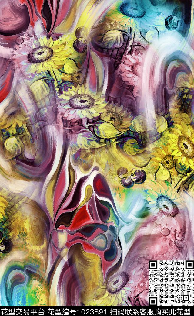 数码华亿平台花卉女装数码印花华亿平台下载（图片编号: 1023891） - 瓦栏（Walan）