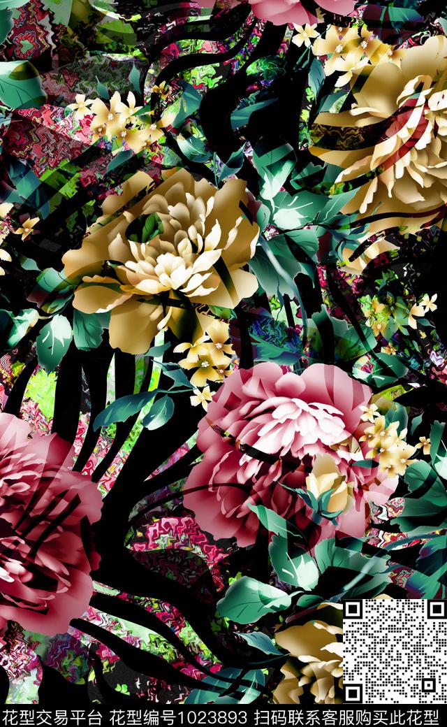 数码华亿平台花卉女装数码印花华亿平台下载（图片编号: 1023893） - 瓦栏（Walan）