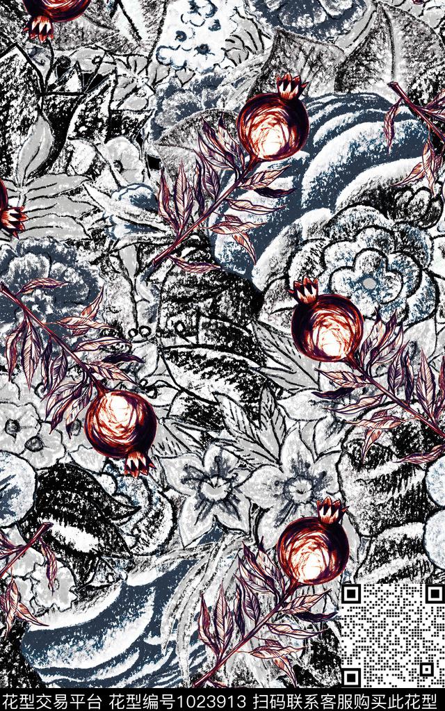 数码华亿平台民族风抽象数码印花华亿平台下载（图片编号: 1023913） - 瓦栏（Walan）