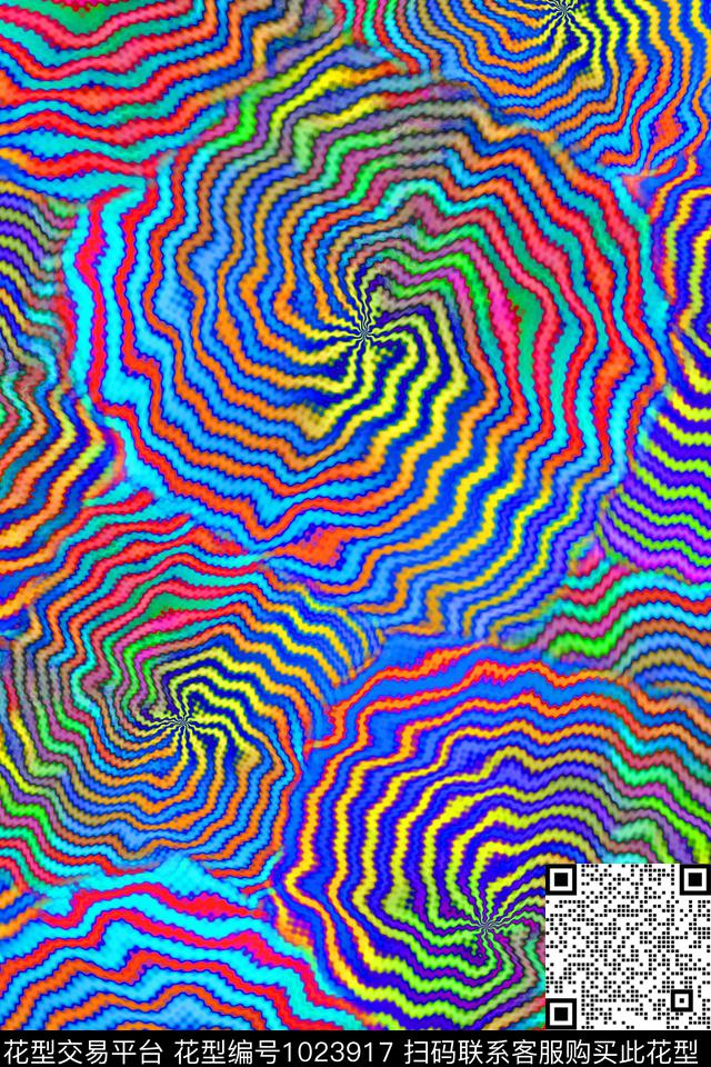 抽象圆形漩涡数码印花华亿平台下载（图片编号: 1023917） - 瓦栏（Walan）